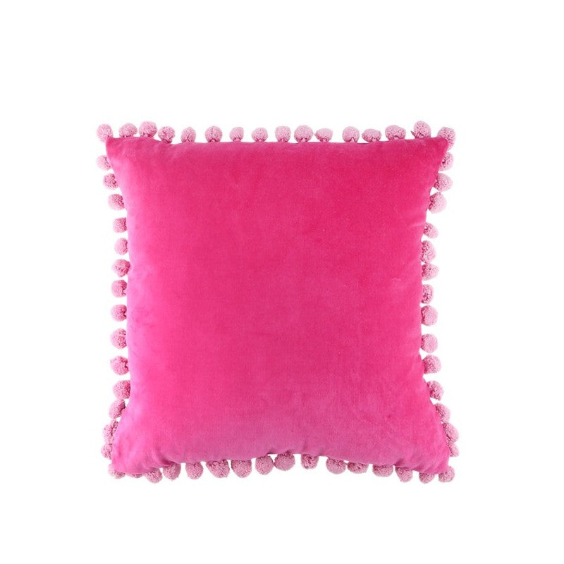 Beau Pom Pom Border Pink Cushion 45 x 45cm