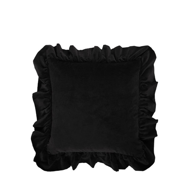 Ruffle Cushion Black 50x50cm