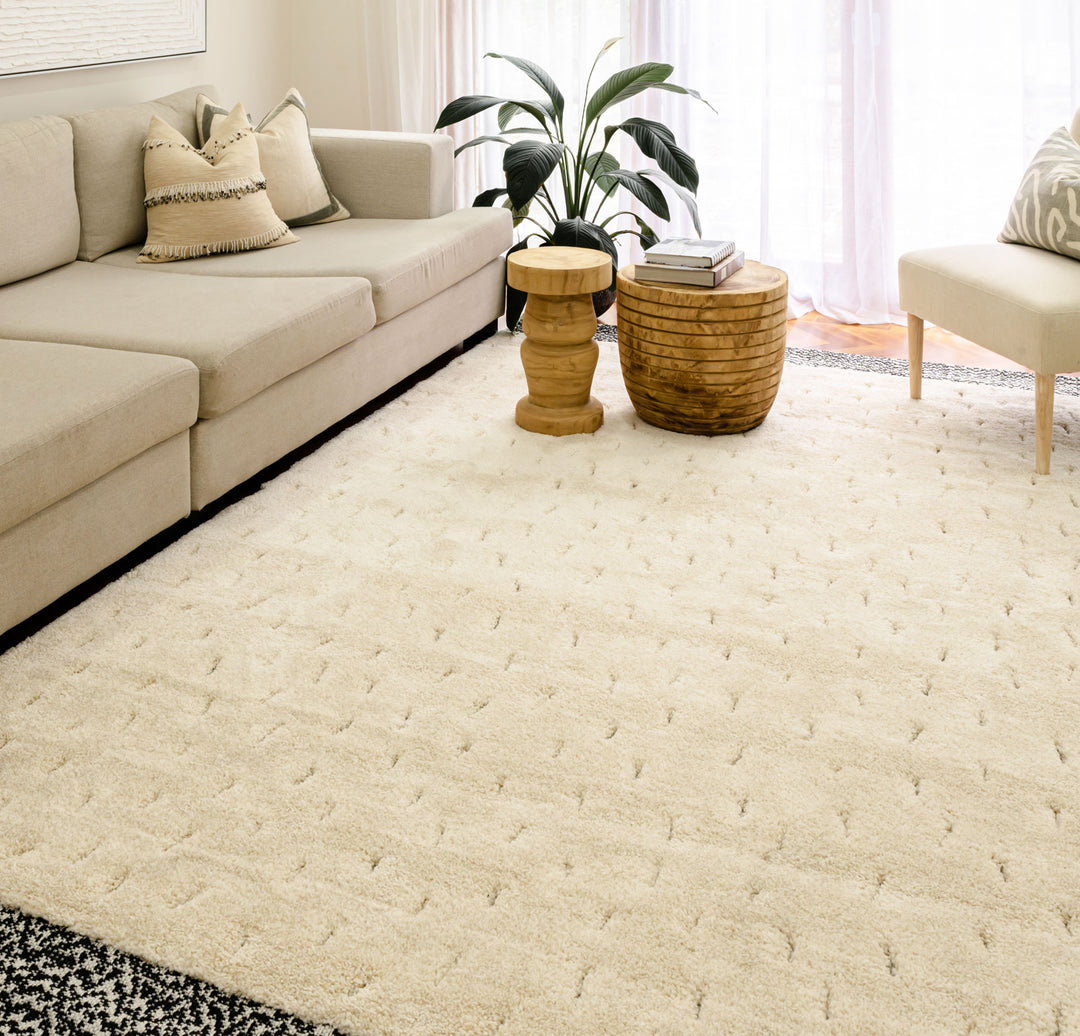 Farah Textured Cream Grey Rug
