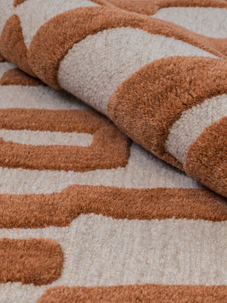 Metro Maze Rust Wool Rug