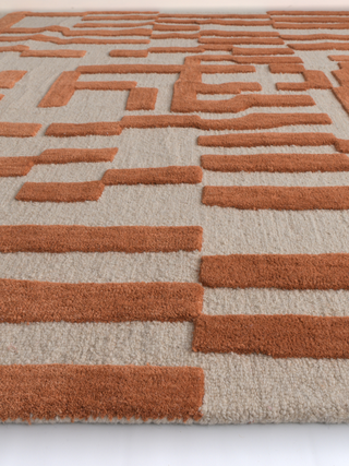 Metro Maze Rust Wool Rug