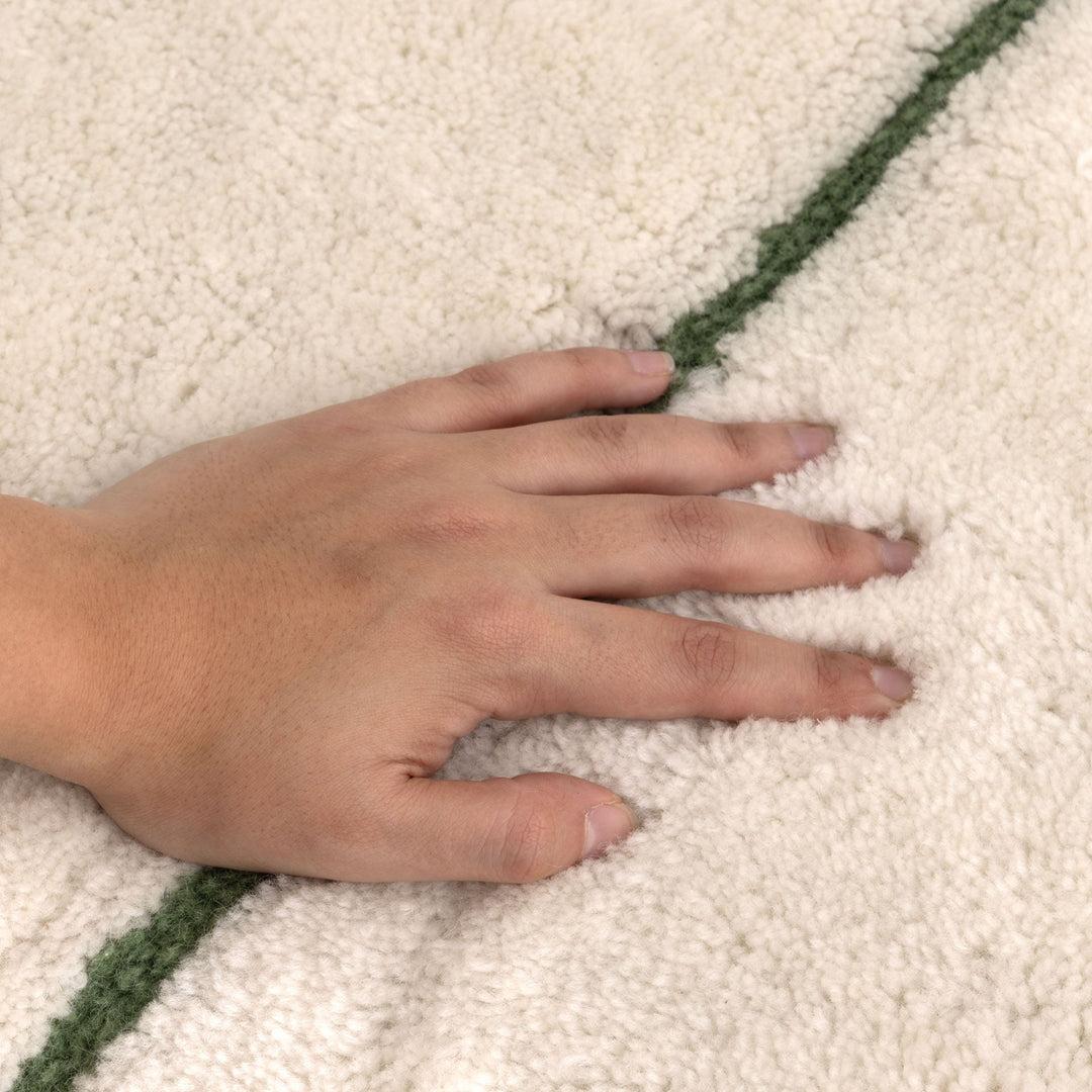 Highlands Abstract Olive Lines Washable Wool Rug