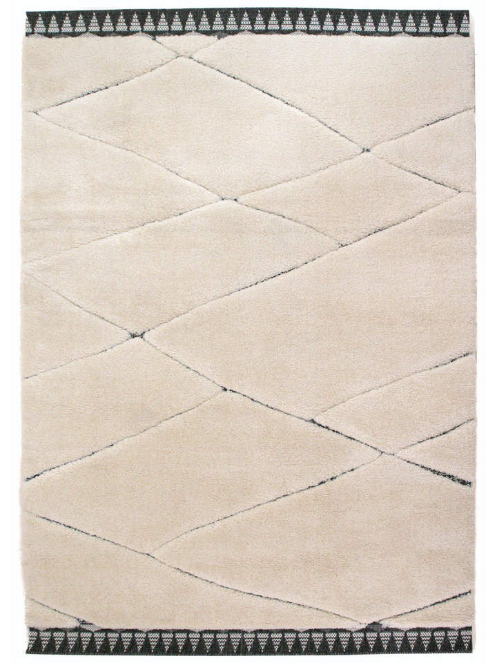 Farah Moroccan Cream Black Rug