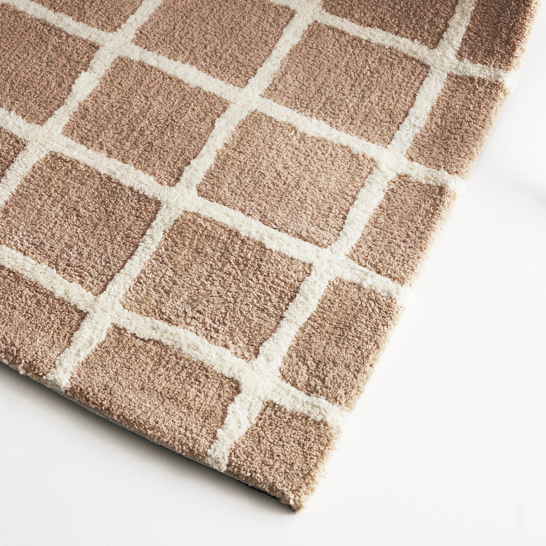 Oval Clay Rust Rug Clay Rust Modern Rug | Contemporary Grid Pattern | Cozy & Stylish ...