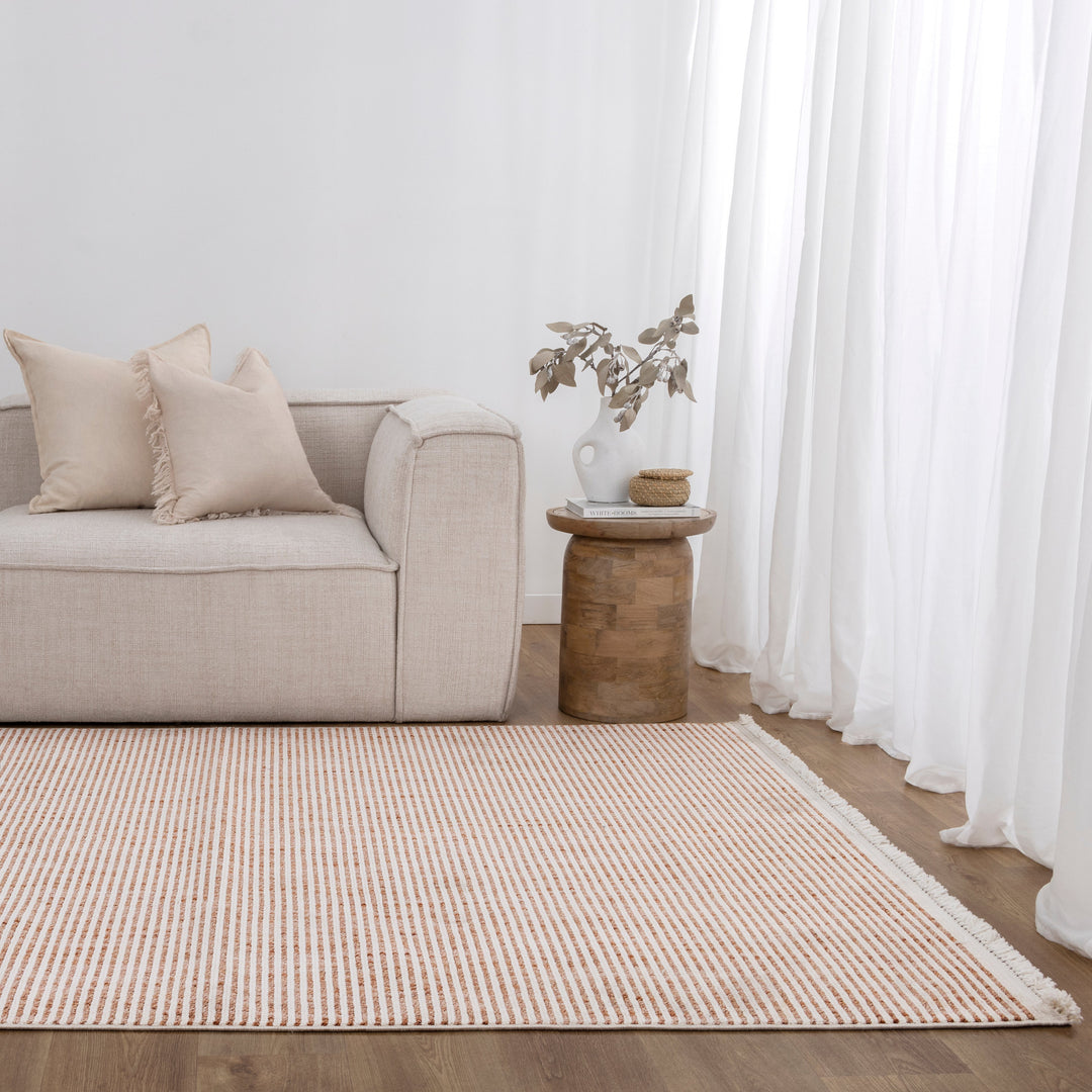 Berno Pink Ivory Loop Stripes Rug - B002