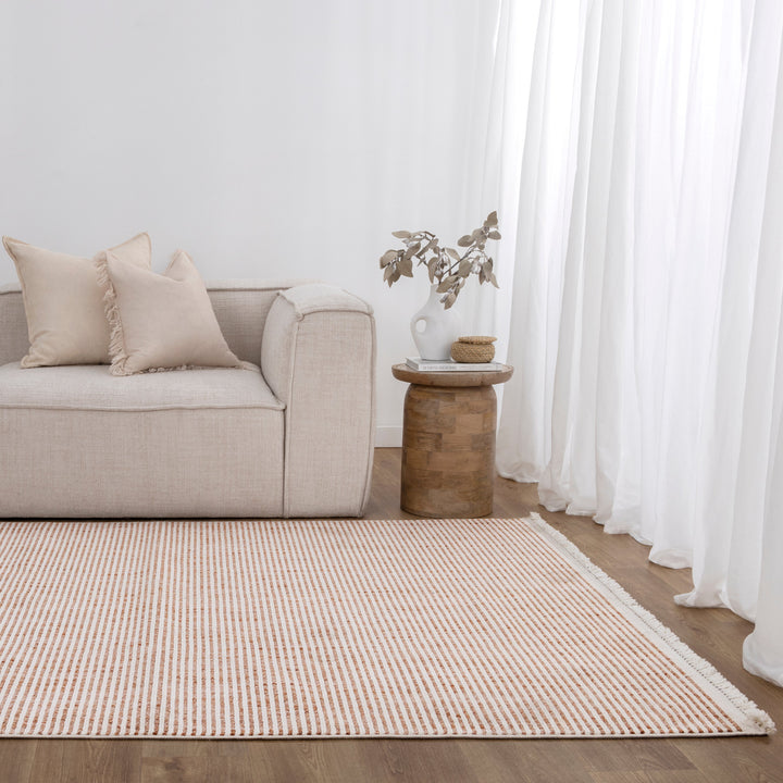Berno Pink Ivory Loop Stripes Rug - B002