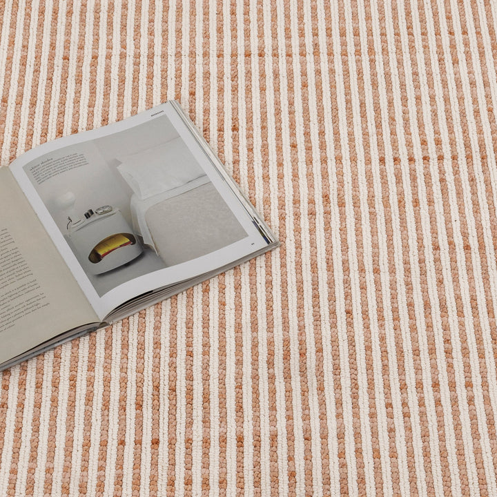 Berno Pink Ivory Loop Stripes Rug - B002