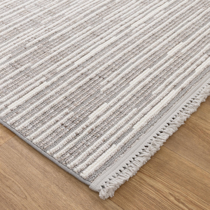 Berno Silver Ivory Loop Lines Rug - B006