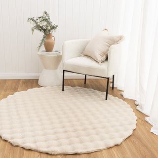 Mink Washable Round Rug Beige