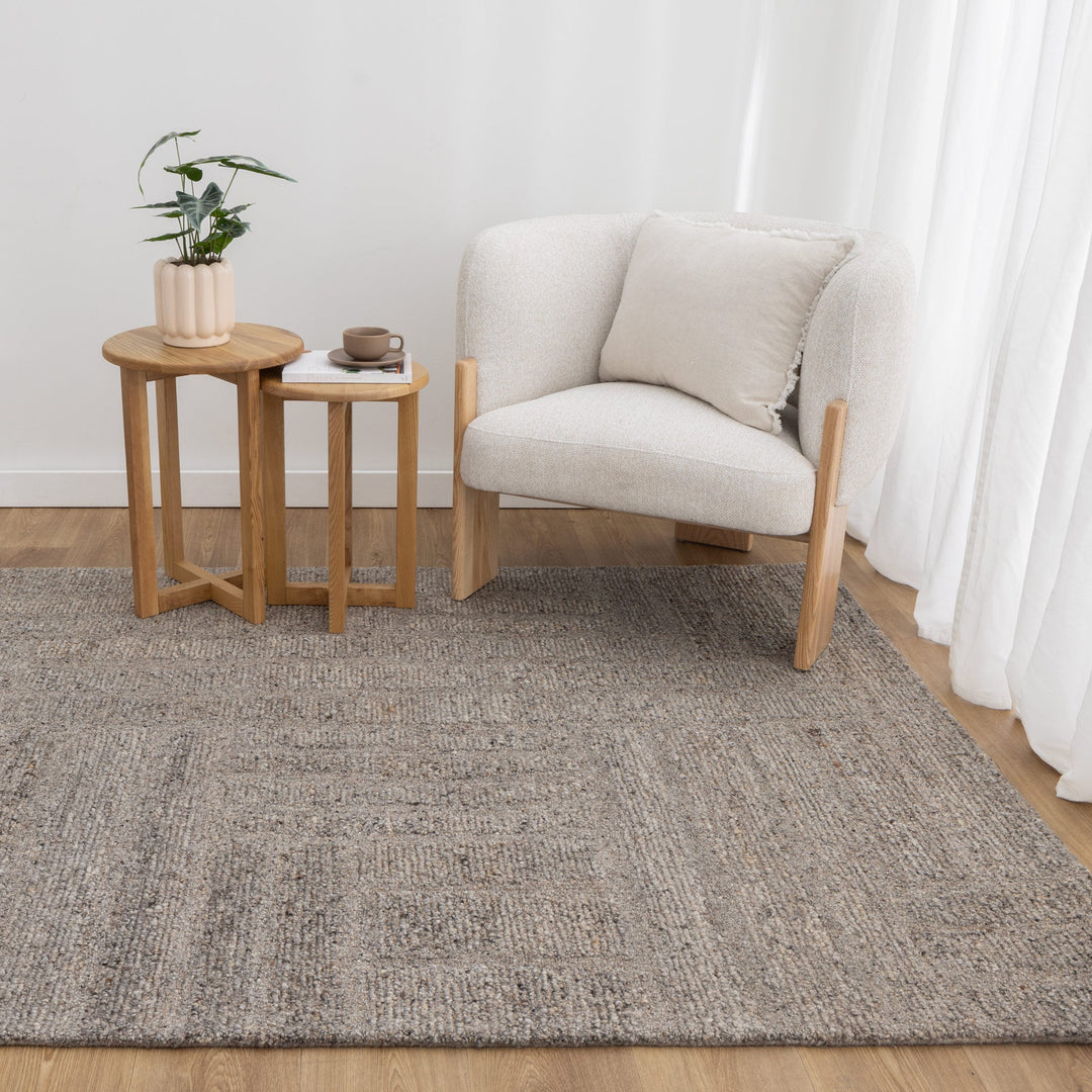 Arlo Brown Grey Modern Wool Rug