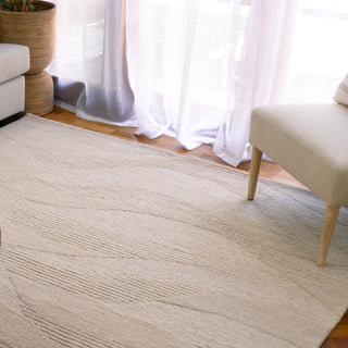 Metro Waves Beige Wool rug