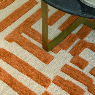 Metro Maze Rust Wool Rug