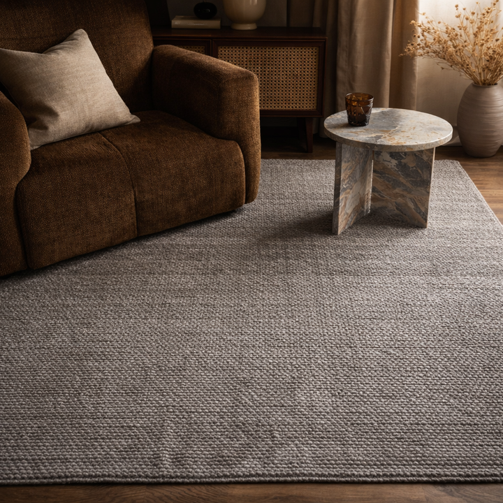 Arabella Brown/Grey Modern Wool Blend Rug