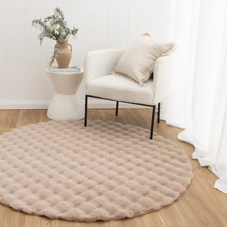 Mink Washable Round Rug Dark Beige