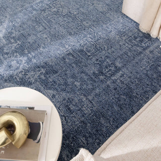 Olay Distressed Medallion Blue Rug
