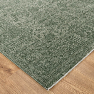 Olay Distressed Border Green Rug