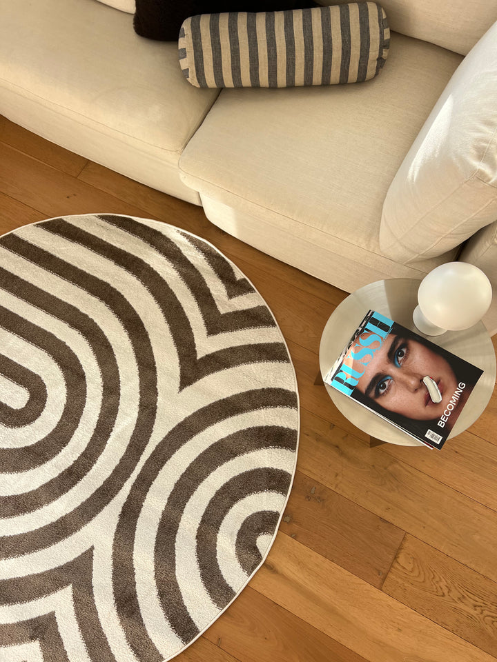 Freya Curve Grey Rug 160cm Round