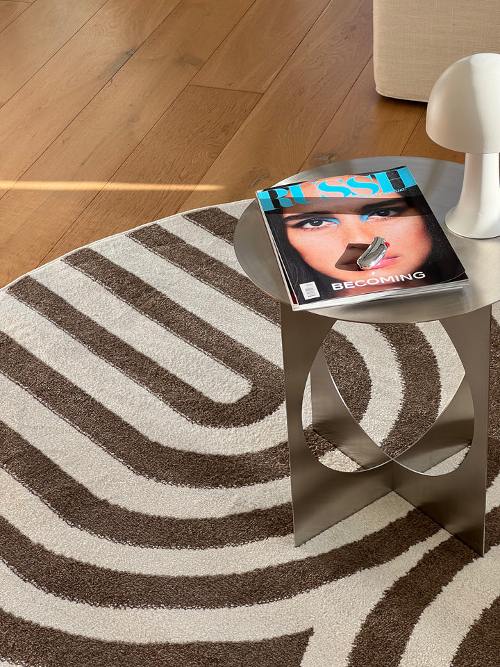 Freya Curve Grey Rug 160cm Round