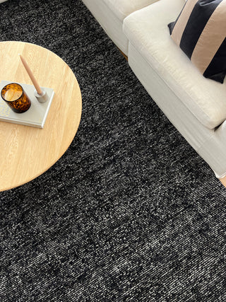 Norah Charcoal Black Textured  Rug