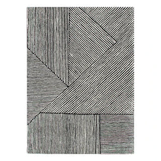 Keira Black White Wool Rug