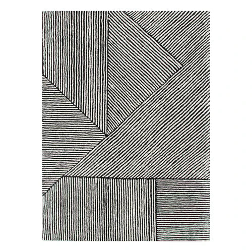 Keira Black White Wool Rug