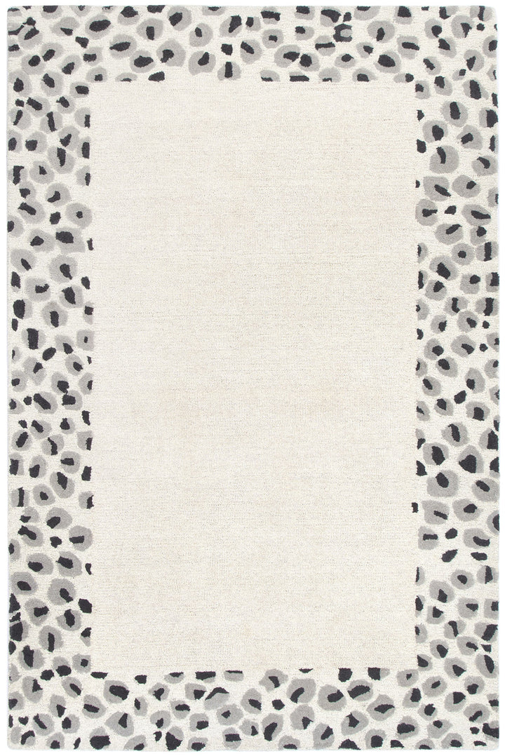 Leopard Cream Grey Wool Rug