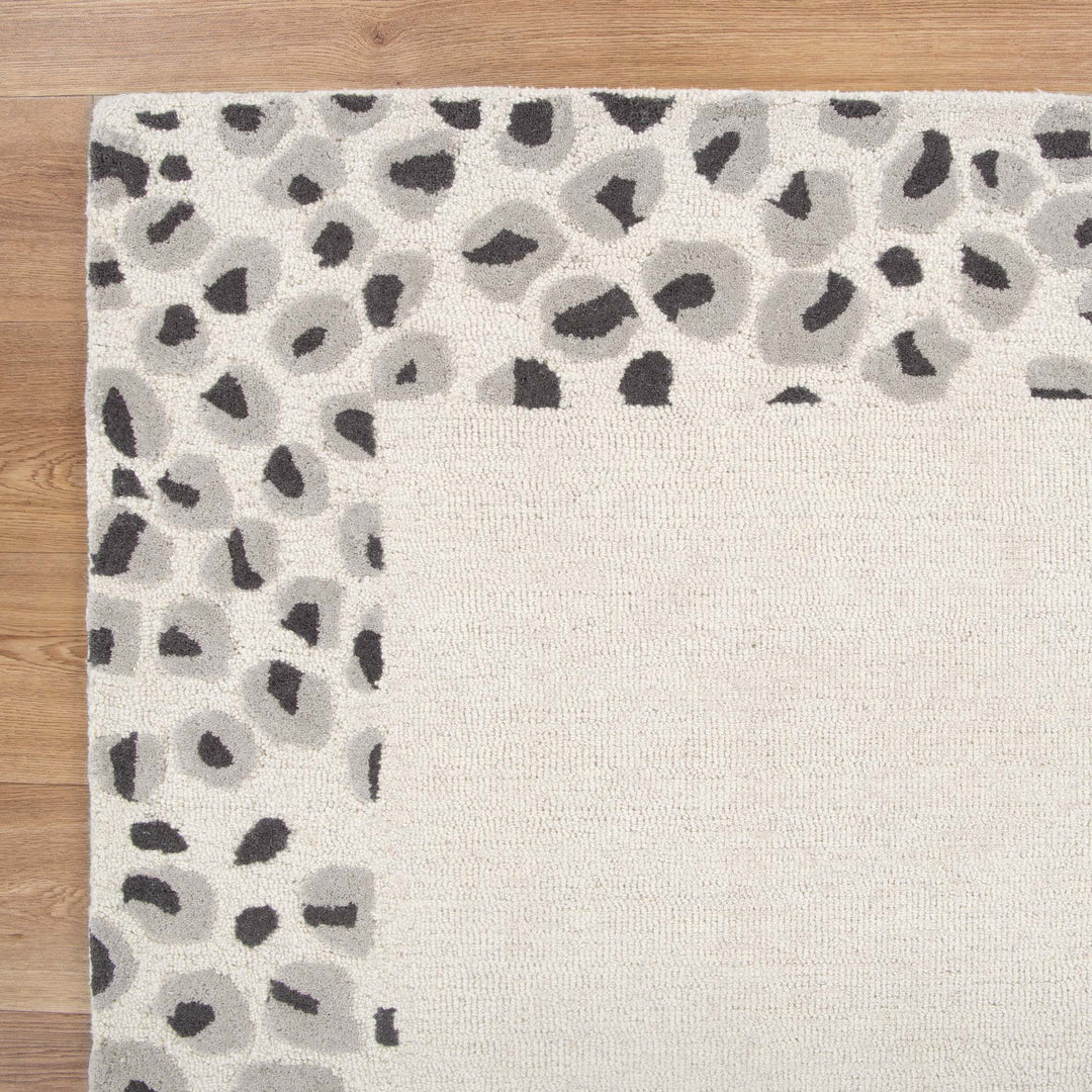 Leopard Cream Grey Wool Rug