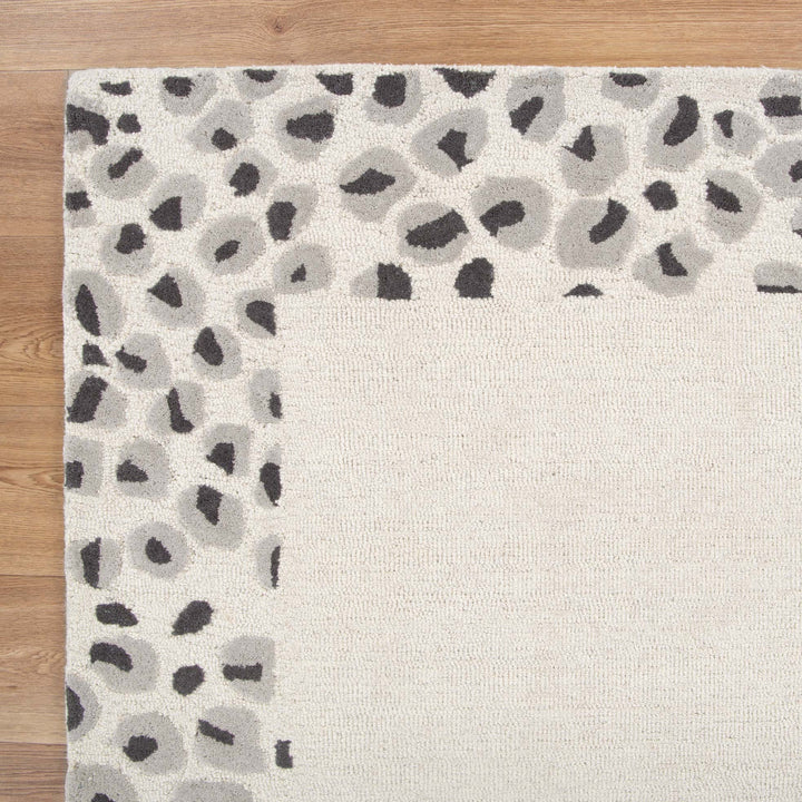 Leopard Cream Grey Wool Rug
