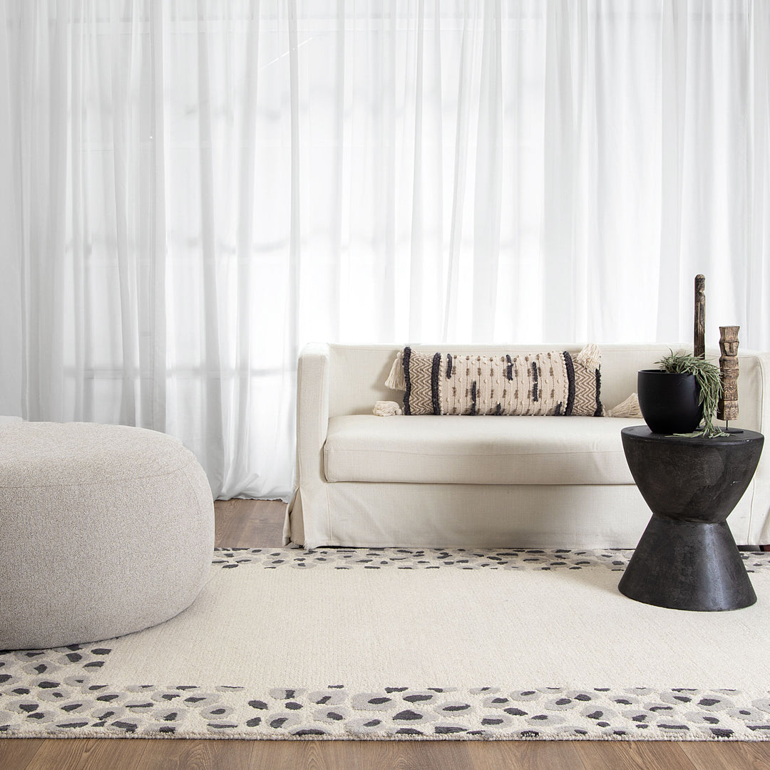 Leopard Cream Grey Wool Rug