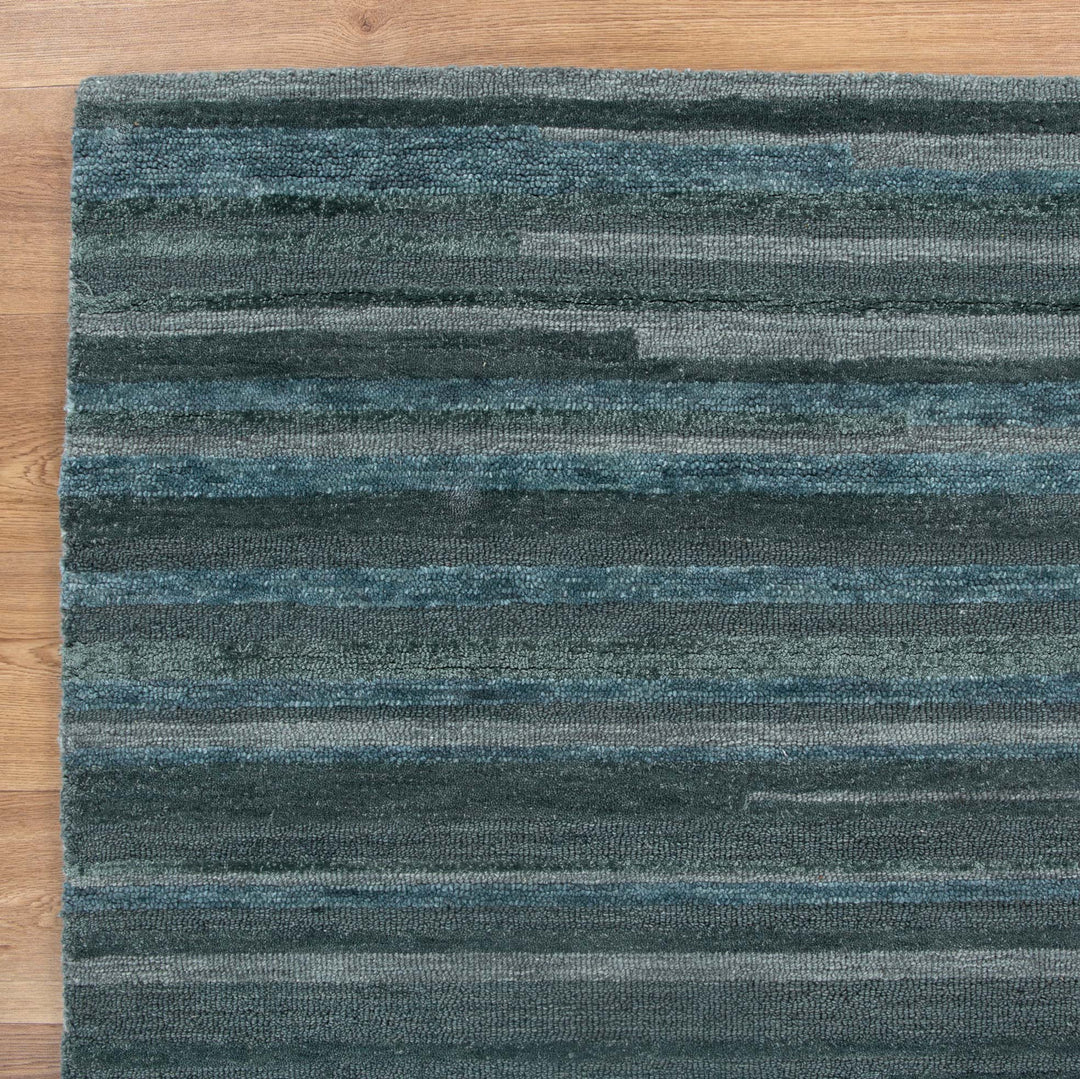 Linear Teal Wool Rug