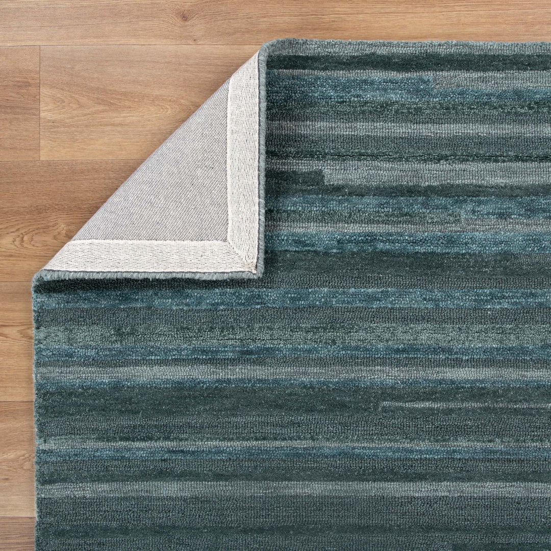 Linear Teal Wool Rug
