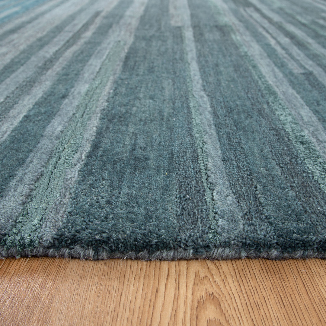 Linear Teal Wool Rug
