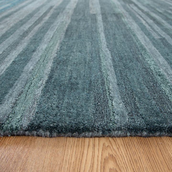 Linear Teal Wool Rug