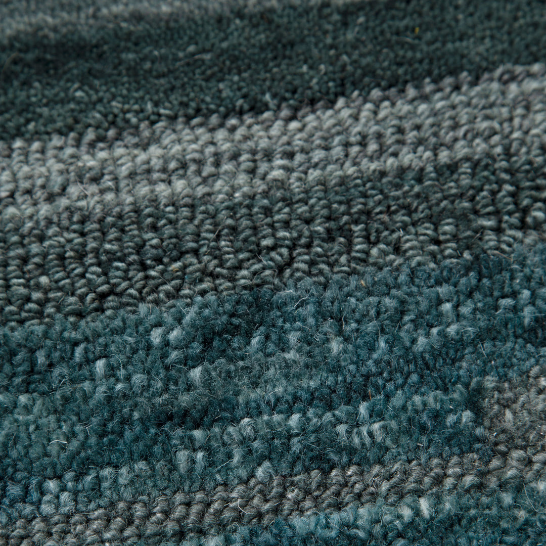 Linear Teal Wool Rug