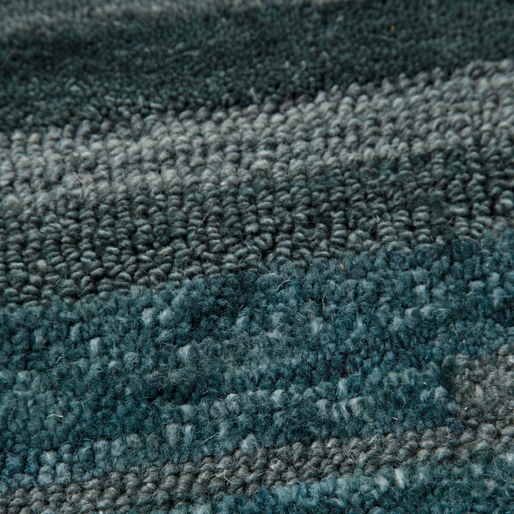Linear Teal Wool Rug