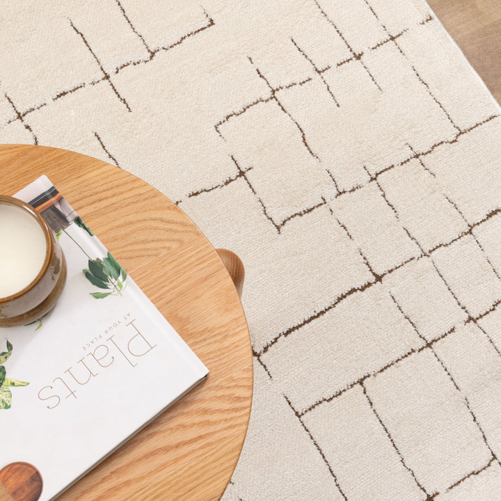 Mila Abstract Lines Brown Cream Rug - MIL10: New Arrival