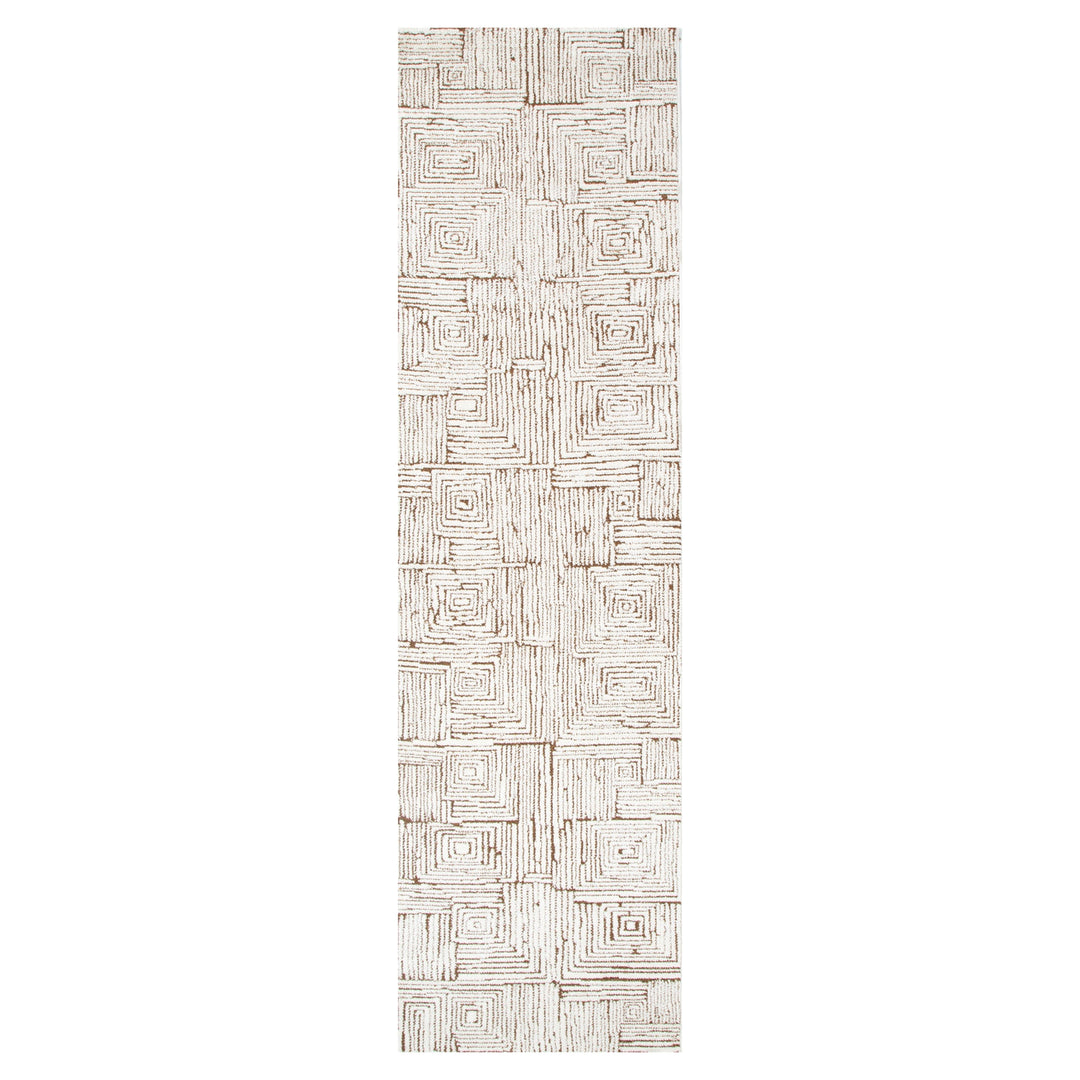 Mila Geometric Squares Cream Brown Rug - MIL8: New Arrival