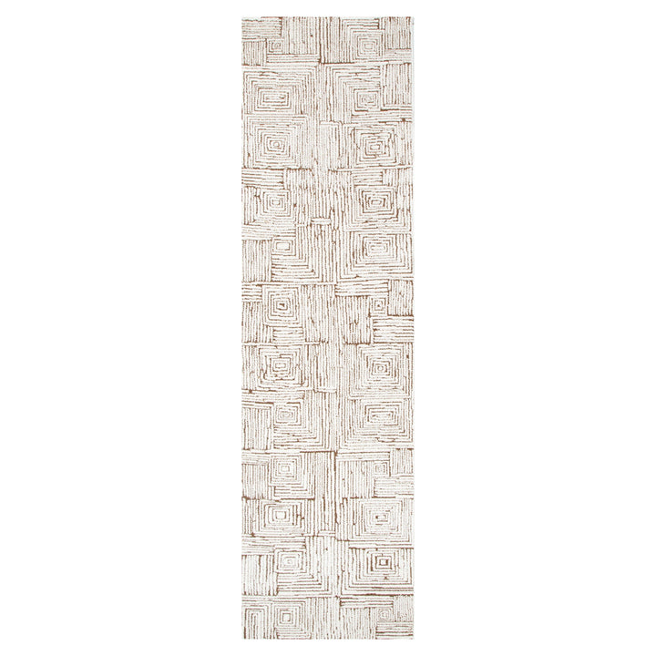 Mila Geometric Squares Cream Brown Rug - MIL8: New Arrival