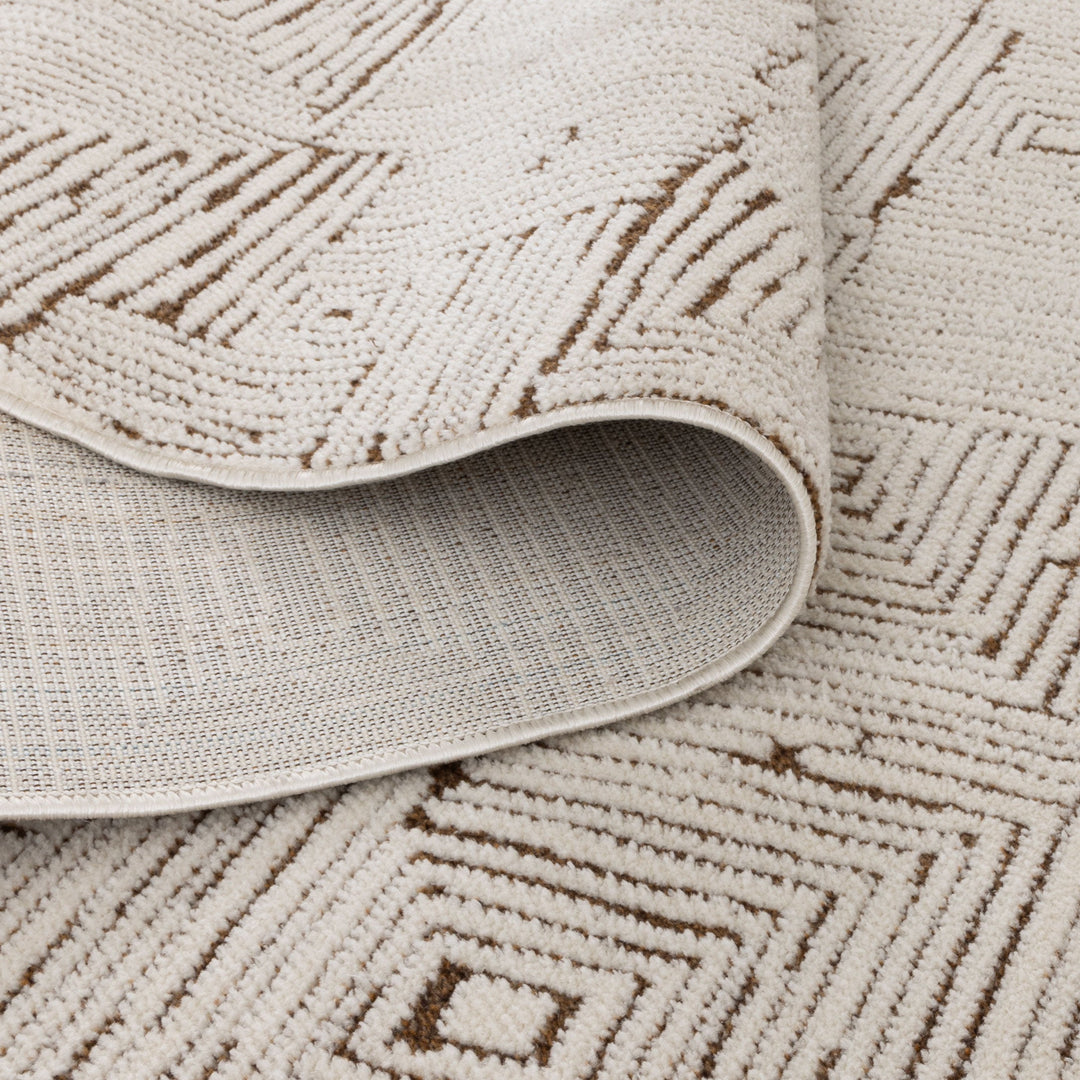 Mila Geometric Squares Cream Brown Rug - MIL8: New Arrival