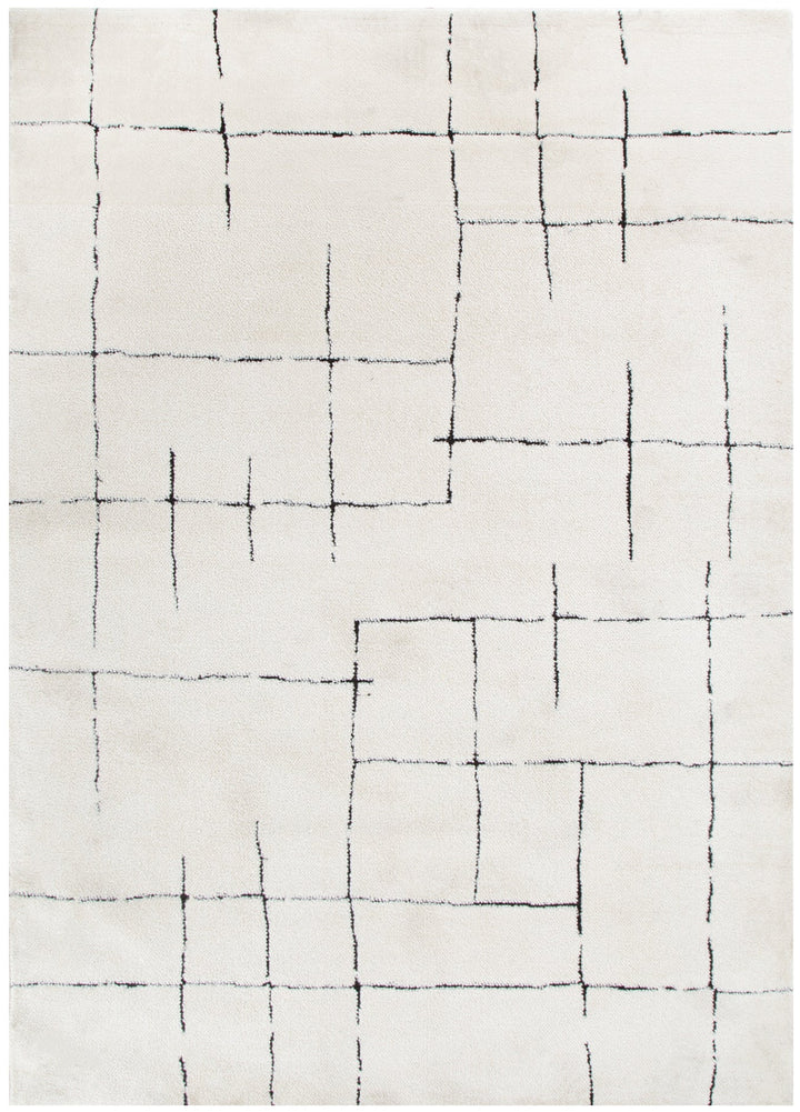 Mila Abstract Lines Black Cream Rug - MIL9: New Arrival