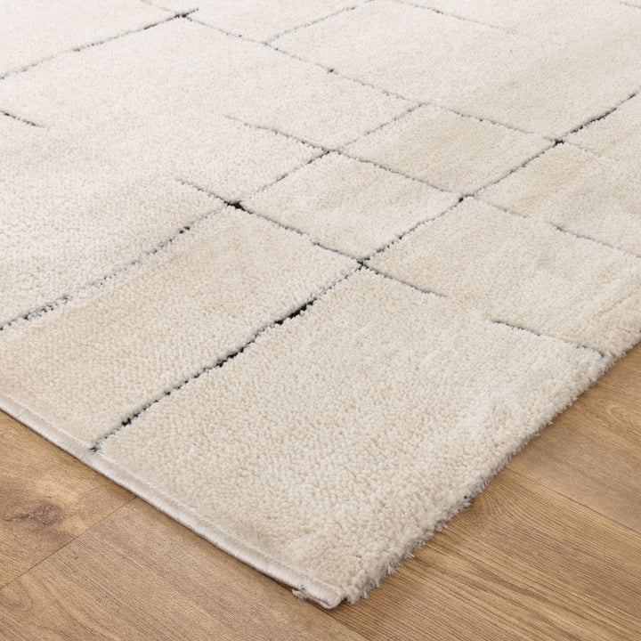 Mila Abstract Lines Black Cream Rug - MIL9: New Arrival