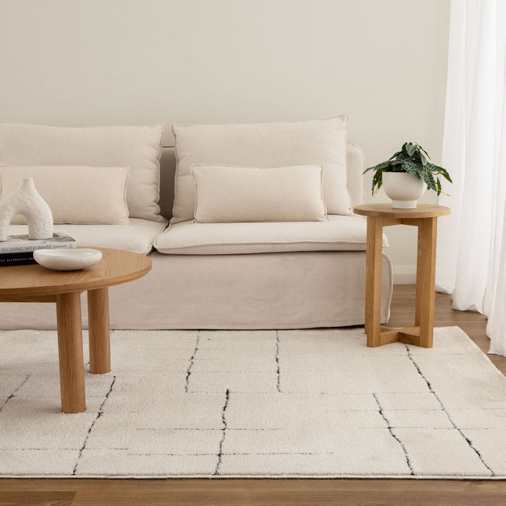Mila Abstract Lines Black Cream Rug - MIL9: New Arrival