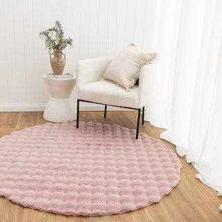 Mink Washable Round Rug Rose Pink