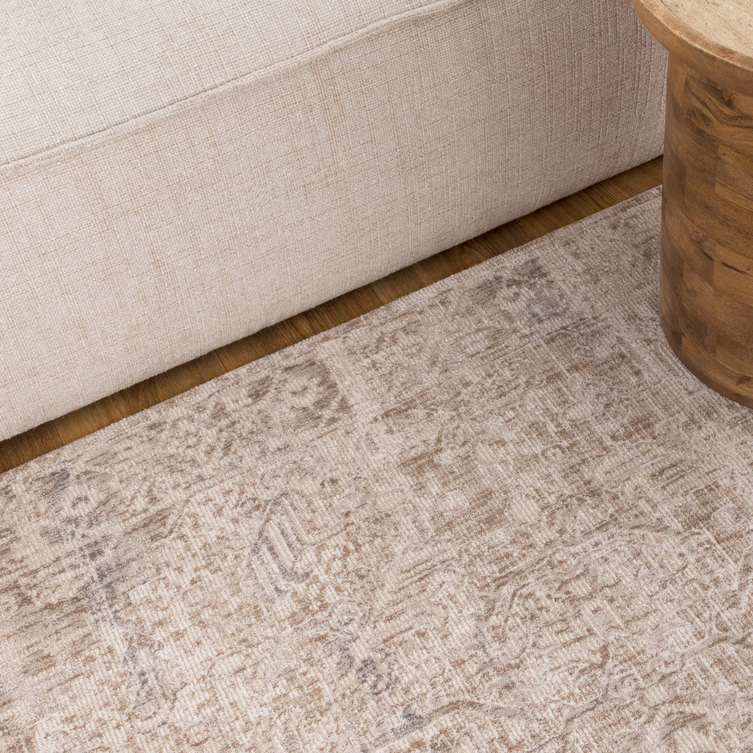 Saidie Beige & Blue Distressed Vintage Rug - S100