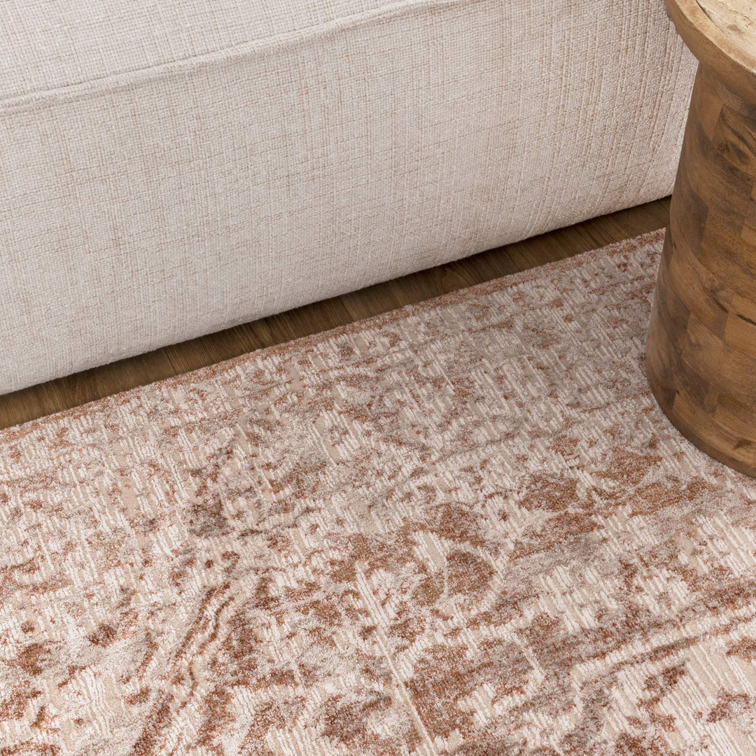 Saidie Beige & Rust Distressed Vintage Rug - S200