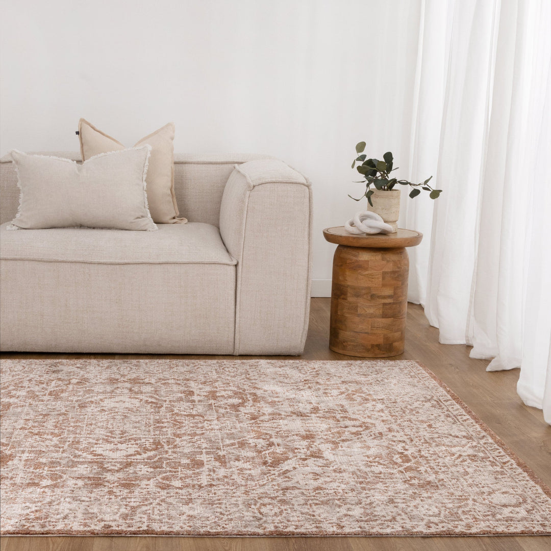 Saidie Beige & Rust Distressed Vintage Rug - S200