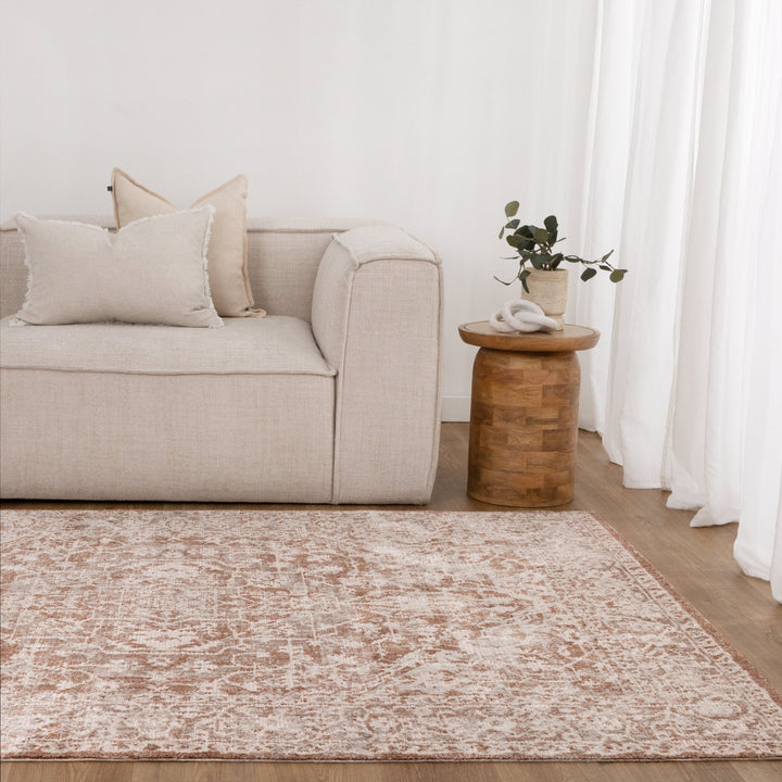 Saidie Beige & Rust Distressed Vintage Rug - S200