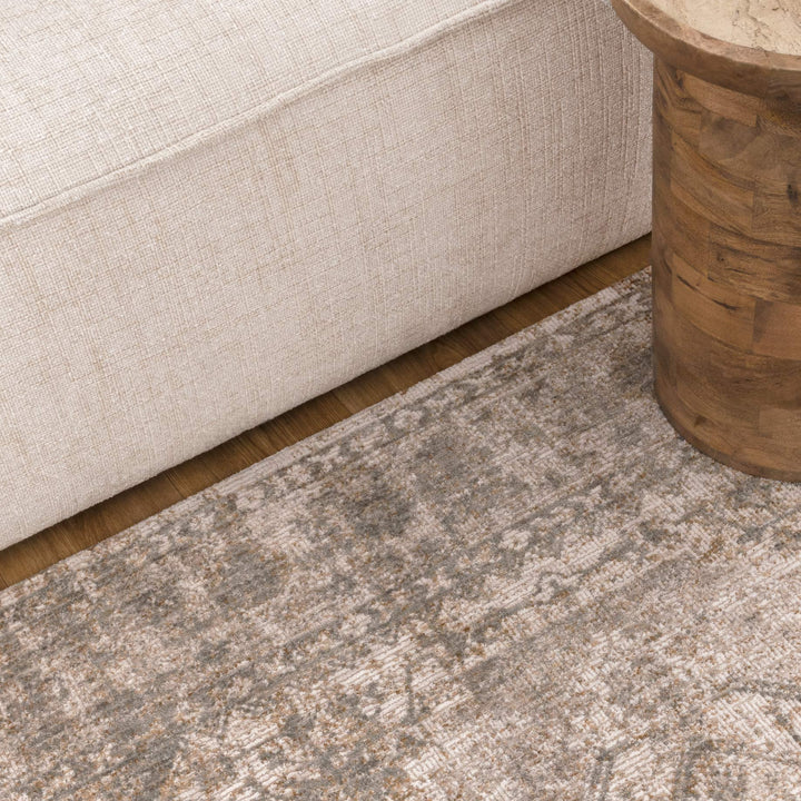 Saidie Cream & Olive Distressed Medallion Vintage Rug - S600