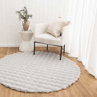 Mink Washable Round Rug Silver