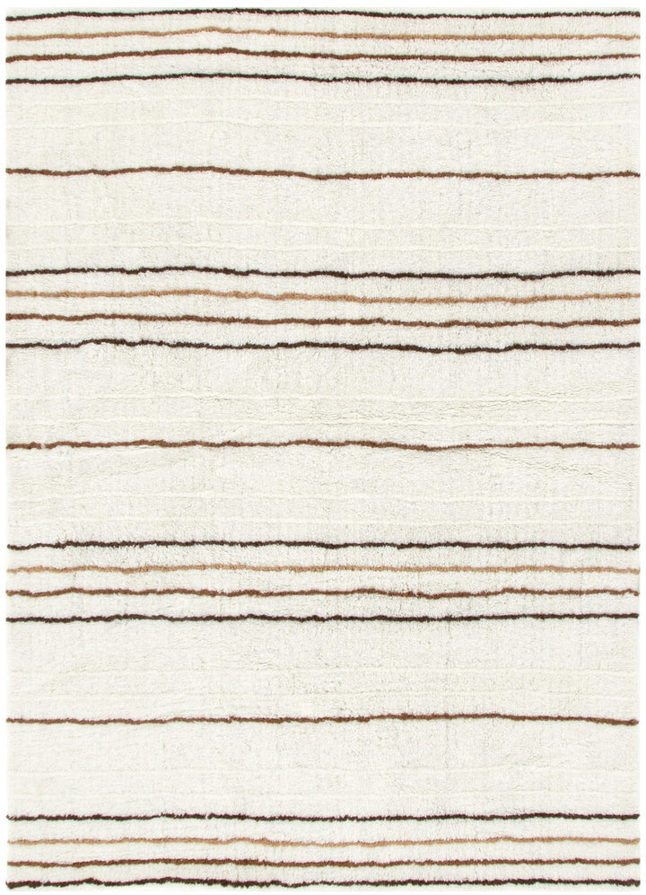 Highlands Beige Stripe Washable Wool Rug
